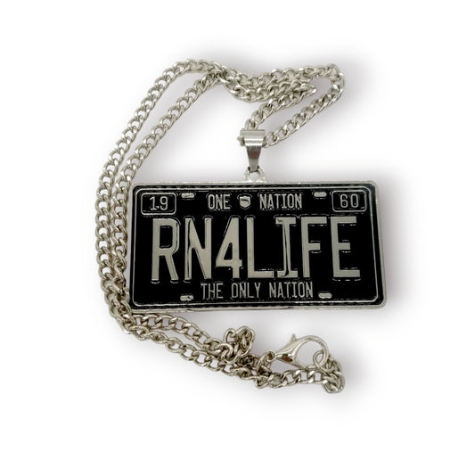 RN4LIFE License Plate Double Sided Pendant and Chain